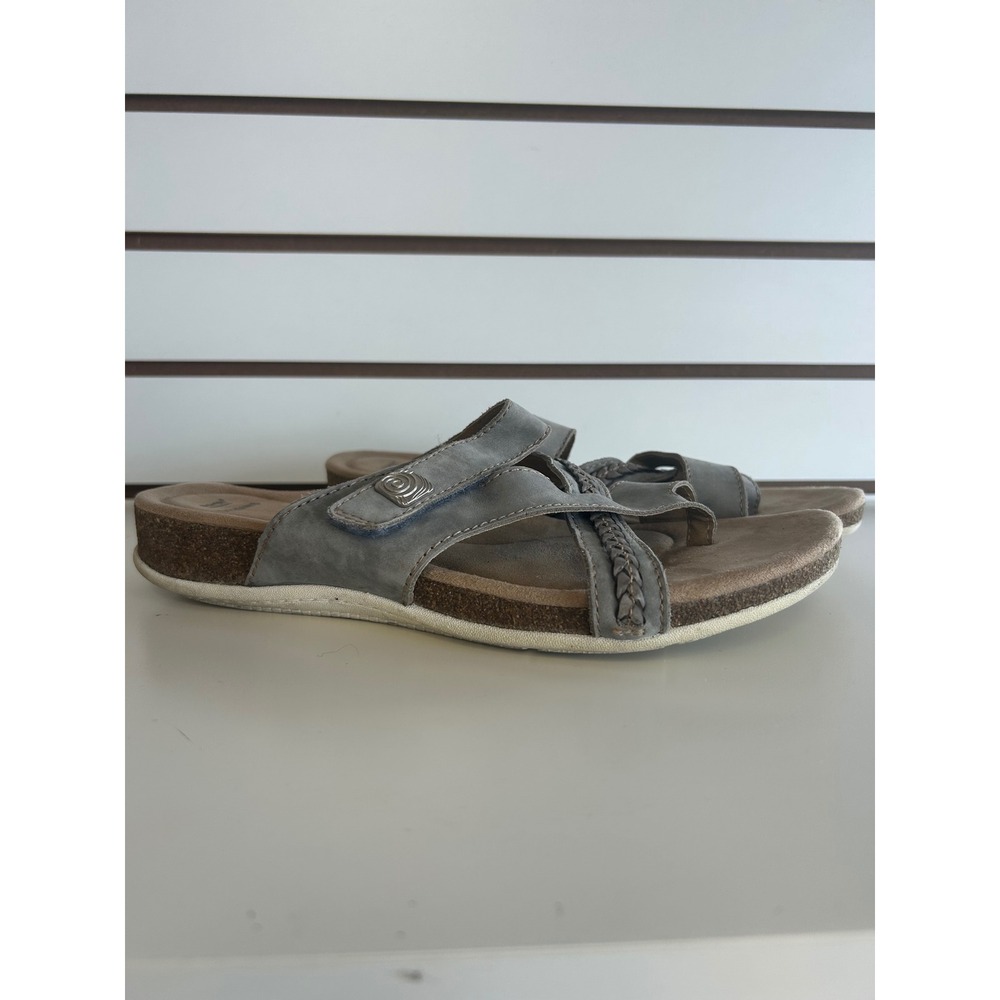 Earth Origins Bosk Brent Leather Adjustable Comfort Slide Sandals Pearl Blue 9M - Picture 2 of 10
